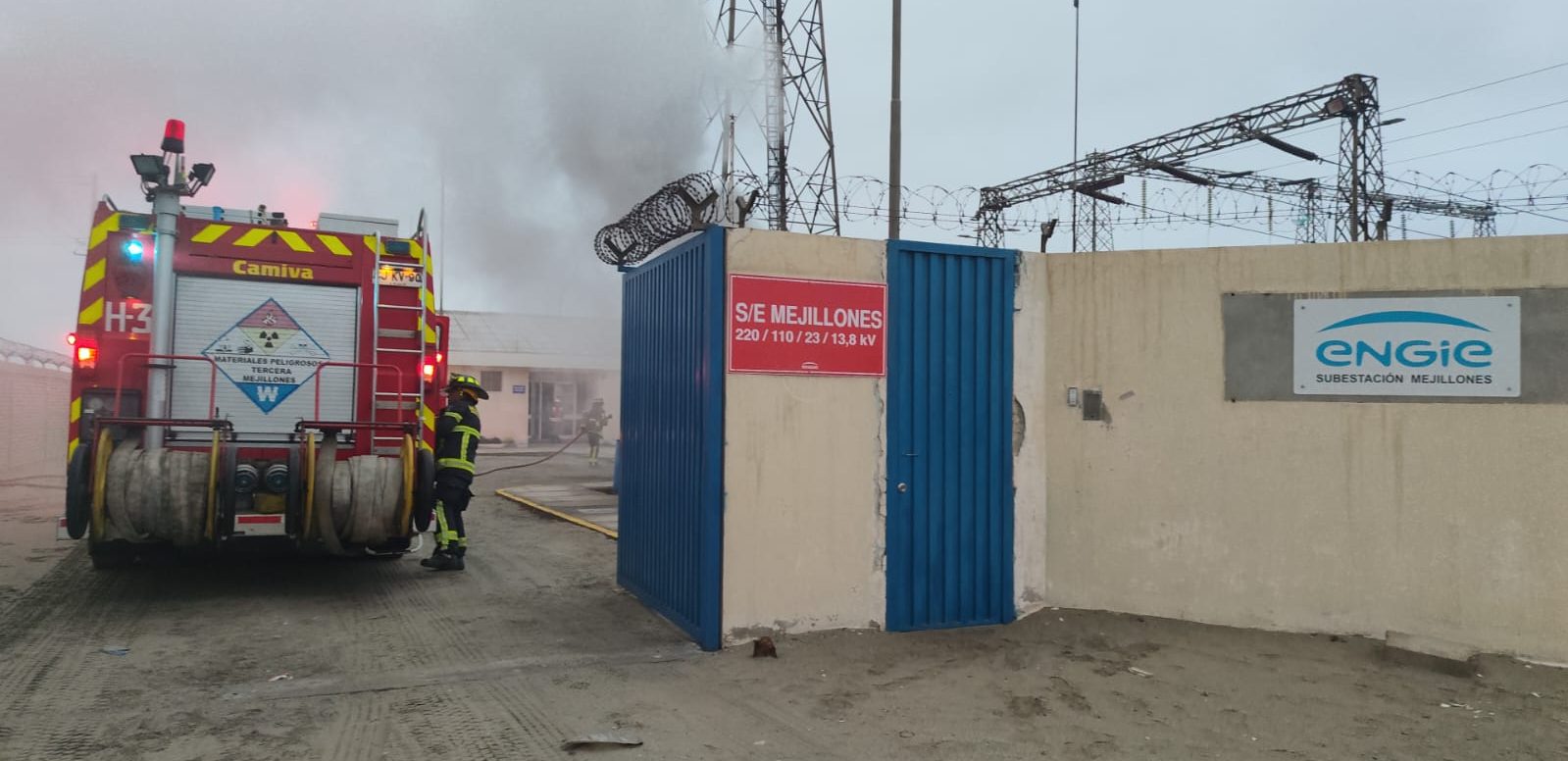 Principio de incendio en subestación de Engie deja sin suministro eléctrico a más de 5.000 clientes en Mejillones