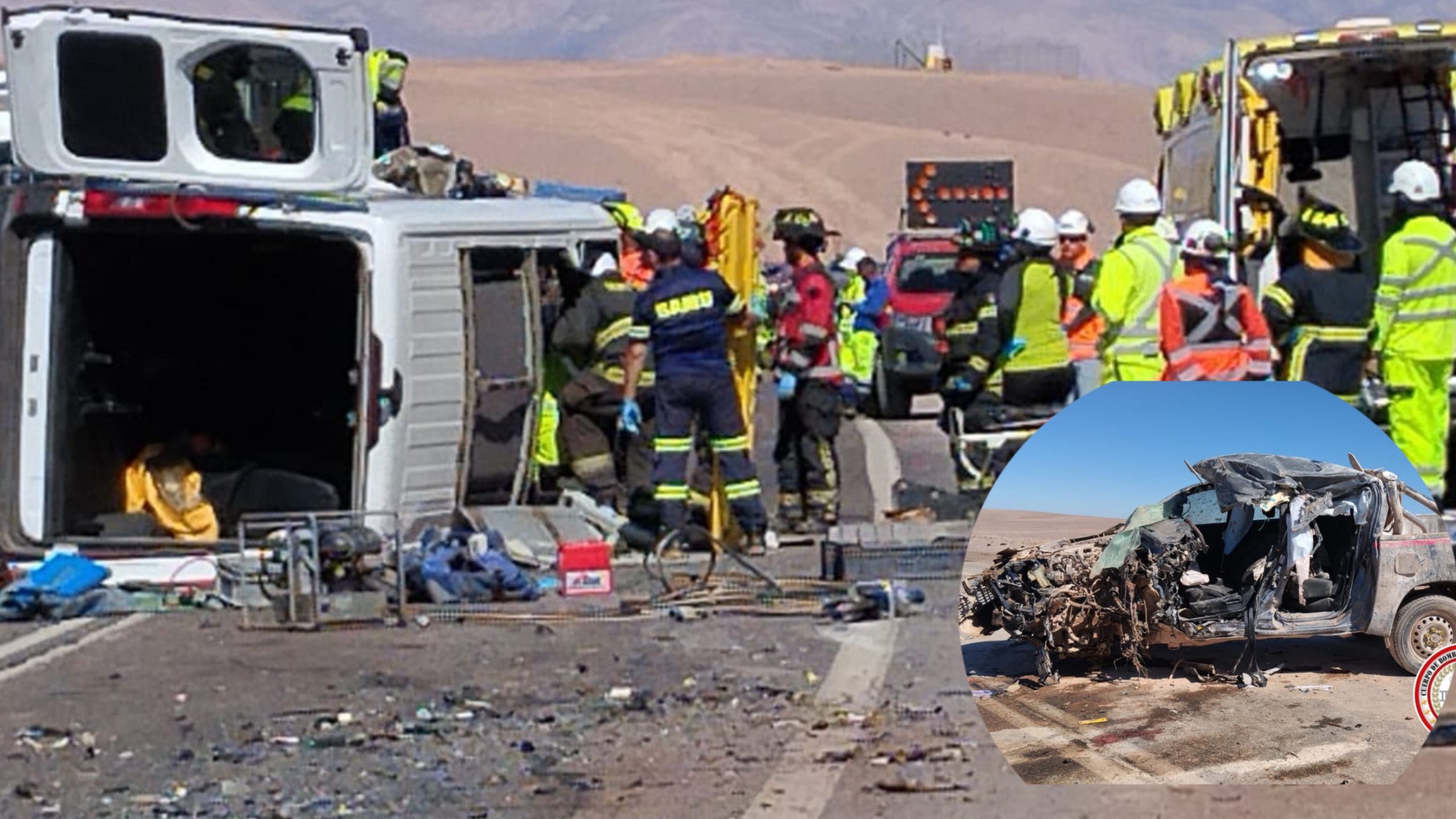 Colisión frontal en la Ruta B-475 dejó 12 lesionados en Antofagasta